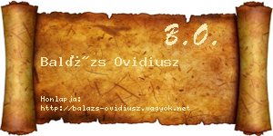 Balázs Ovidiusz névjegykártya